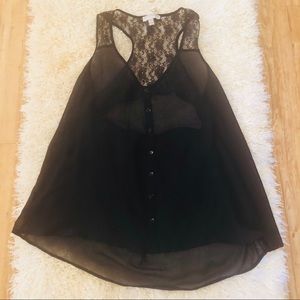 Cotton On Sheer Asymmetrical Racer Back Lace Tank